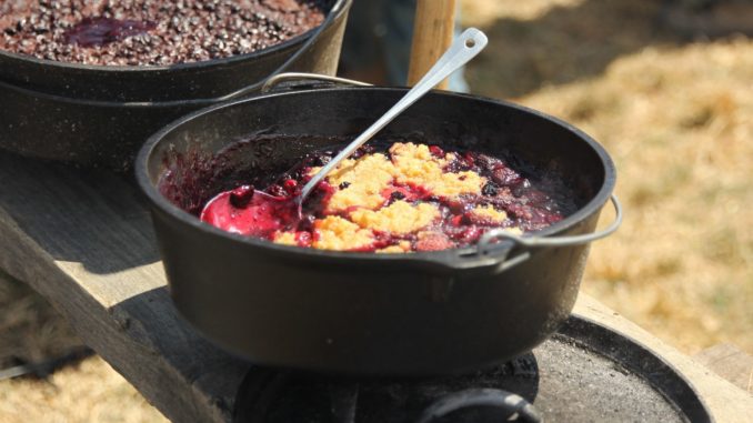 IMG_1737 blueberry cobbler in cast iron dutch oven
